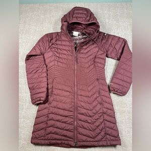 Columbia Omni Heat Thermal Poweder Lite Mid Hooded Puffer Jacket Women Size Sm